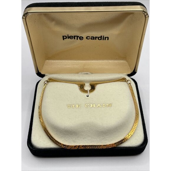 PIERRE CARDIN VINTAGE 1960'S/70'S GOLDTONE TIE CHAIN IN ORIGINAL FITTED BOX AL2 - Picture 4 of 10